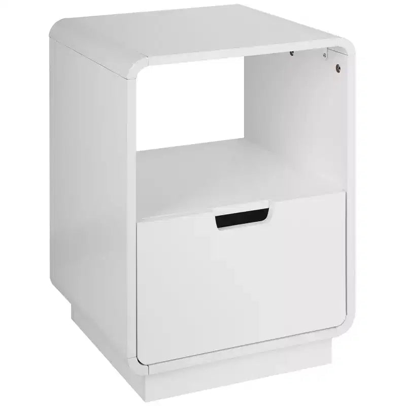eHemco Table d'appoint contemporaine avec tiroir de rangement, blanc, 22,8H x 15,7W x 15D pouces