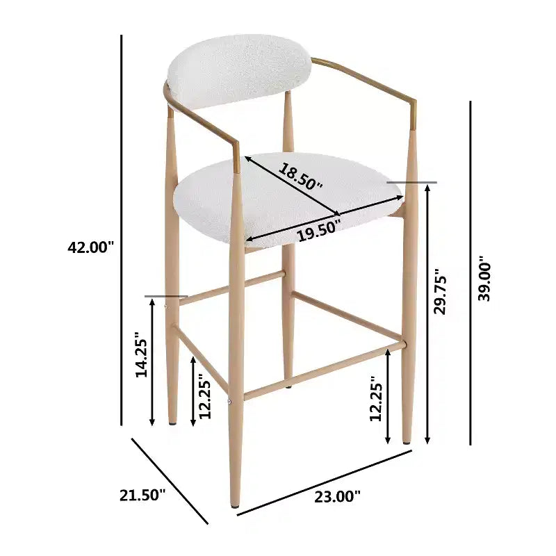 Lot de 2 tabourets de bar/comptoir, chaises de salle à manger, tabourets de pub/cuisine, fauteuils avec pieds en fer - ModernLuxe