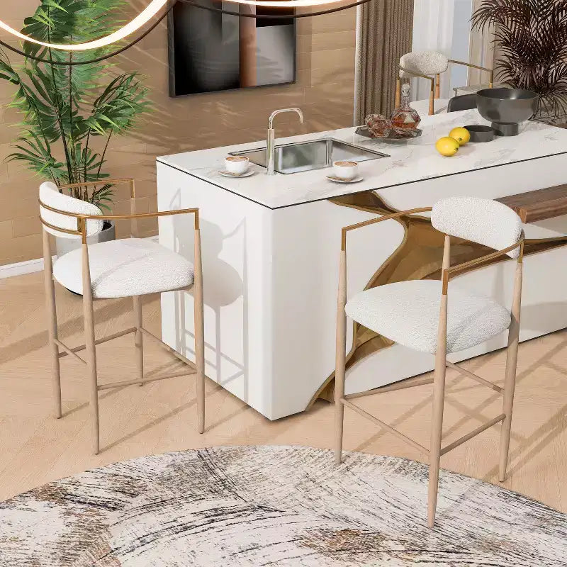 Lot de 2 tabourets de bar/comptoir, chaises de salle à manger, tabourets de pub/cuisine, fauteuils avec pieds en fer - ModernLuxe