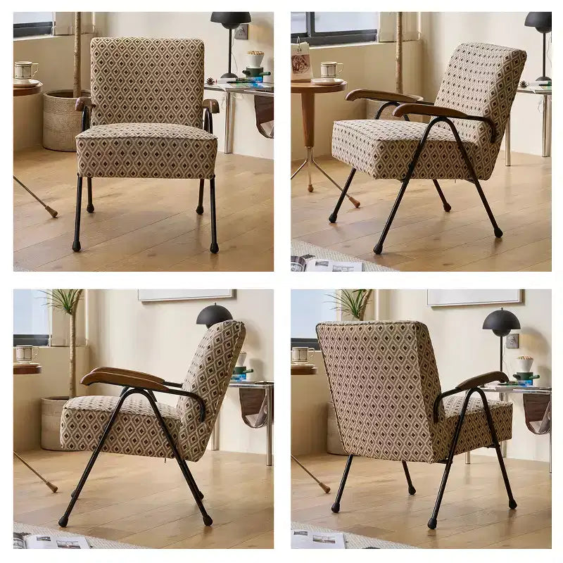 Fauteuil en tissu à motifs colorés Vatros, chaise d'appoint moderne à dossier haut