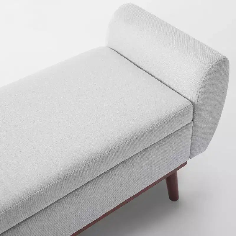 Banc de rangement rembourré en lin Hyleory avec pieds en bois massif pour chambre à coucher, salon ou entrée