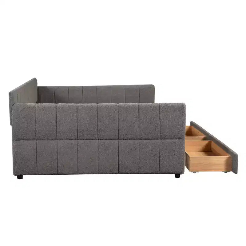 Lit plateforme Queen Size, cadre de lit rembourré avec ports USB et 2 tiroirs/lit gigogne - ModernLuxe