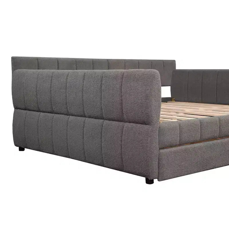Lit plateforme Queen Size, cadre de lit rembourré avec ports USB et 2 tiroirs/lit gigogne - ModernLuxe