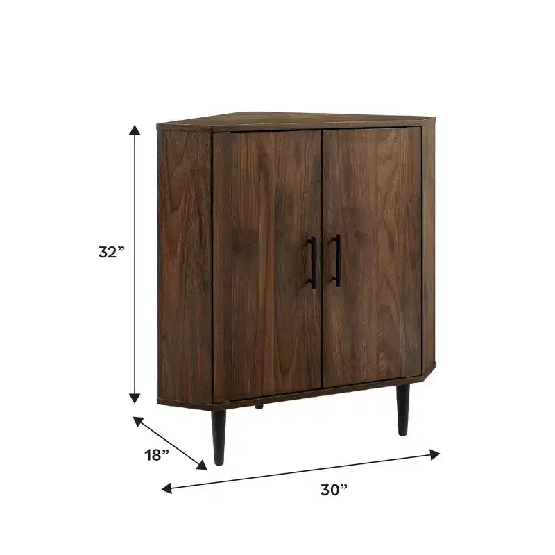 Meuble d'angle d'appoint triangulaire moderne en bois GDFStudio Hilary avec 2 portes