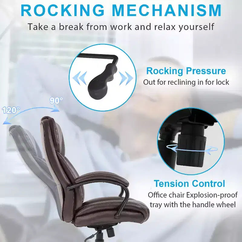 Chaise de bureau BestMassage Grande taille et forte corpulence, 500 lbs, Chaise d'ordinateur, Chaise de bureau