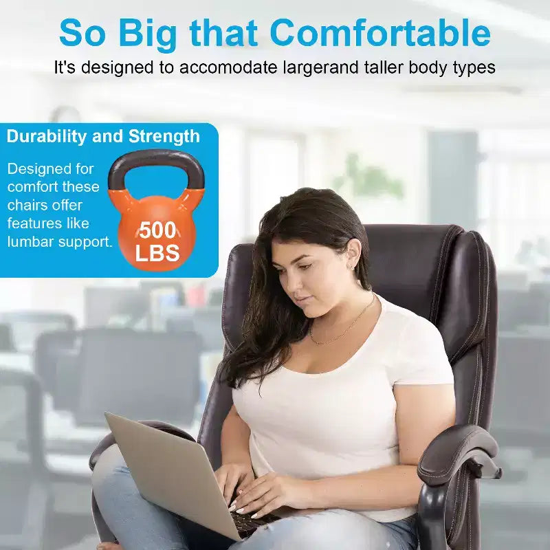 Chaise de bureau BestMassage Grande taille et forte corpulence, 500 lbs, Chaise d'ordinateur, Chaise de bureau