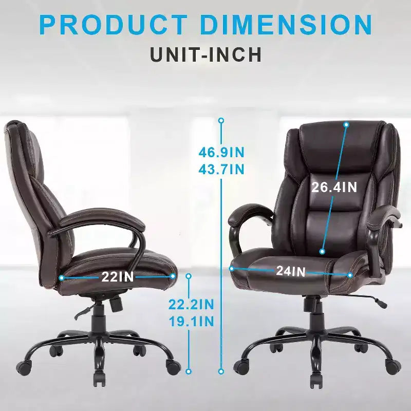 Chaise de bureau BestMassage Grande taille et forte corpulence, 500 lbs, Chaise d'ordinateur, Chaise de bureau