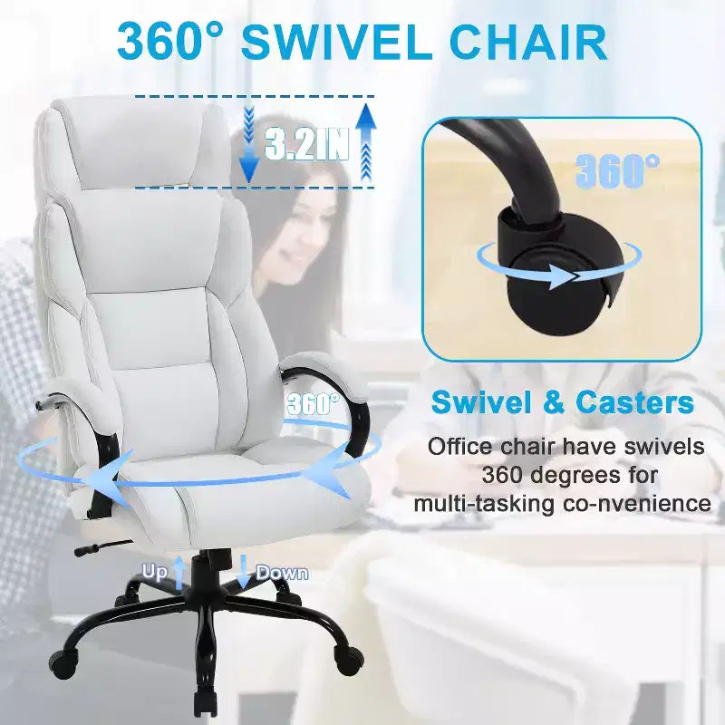 Chaise de bureau BestMassage Grande taille et forte corpulence, 500 lbs, Chaise d'ordinateur, Chaise de bureau