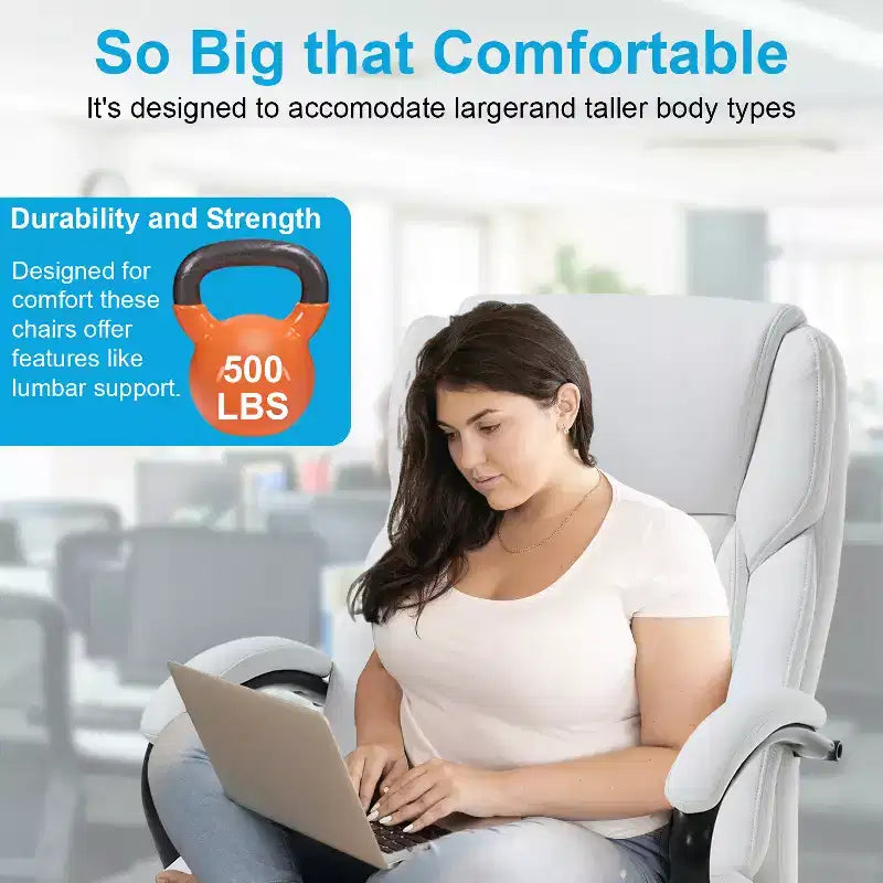 Chaise de bureau BestMassage Grande taille et forte corpulence, 500 lbs, Chaise d'ordinateur, Chaise de bureau