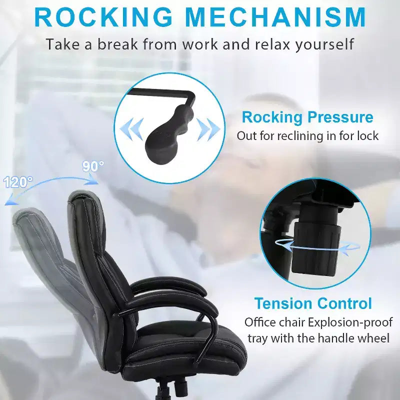 Chaise de bureau BestMassage Grande taille et forte corpulence, 500 lbs, Chaise d'ordinateur, Chaise de bureau