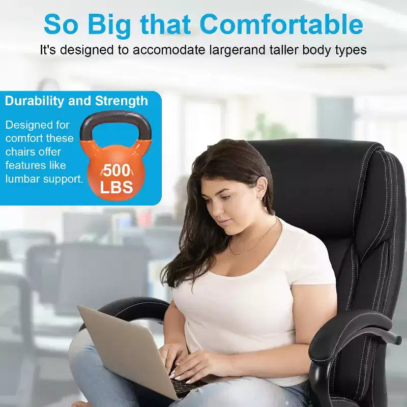 Chaise de bureau BestMassage Grande taille et forte corpulence, 500 lbs, Chaise d'ordinateur, Chaise de bureau