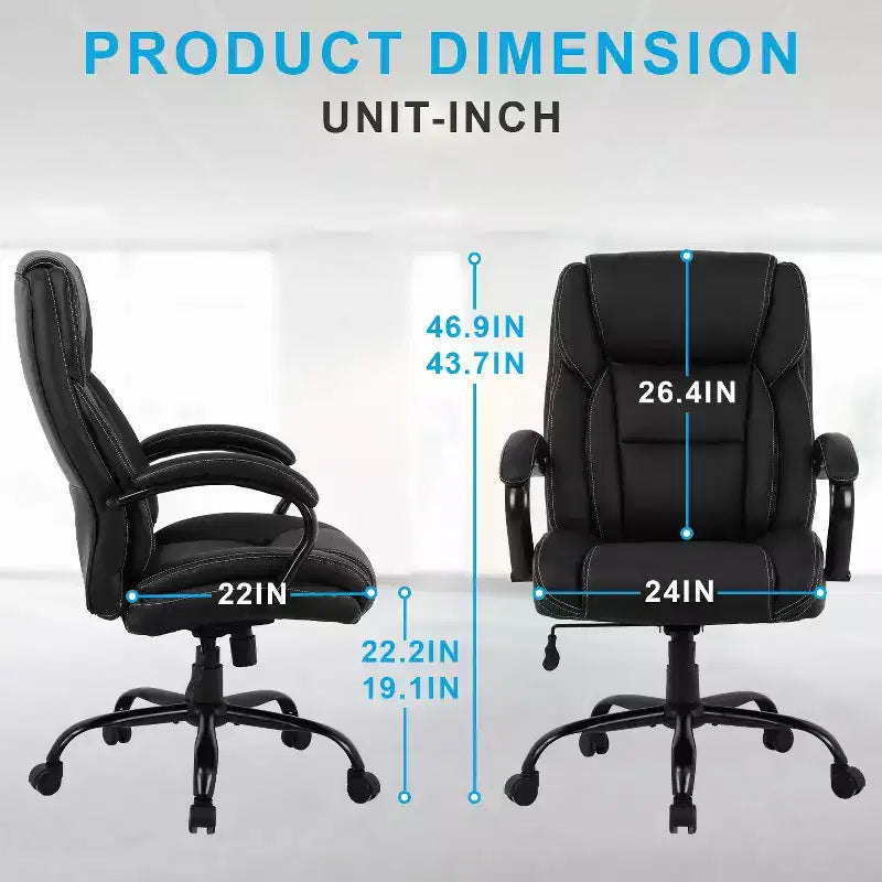 Chaise de bureau BestMassage Grande taille et forte corpulence, 500 lbs, Chaise d'ordinateur, Chaise de bureau
