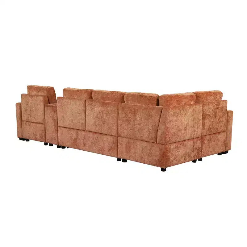 Canapé convertible modulaire en L de 306 cm avec lit gigogne, rangement et porte-gobelets. Canapé d'angle réversible pour salon moderne.