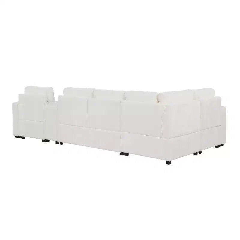 Canapé convertible modulaire en L de 306 cm avec lit gigogne, rangement et porte-gobelets. Canapé d'angle réversible pour salon moderne.