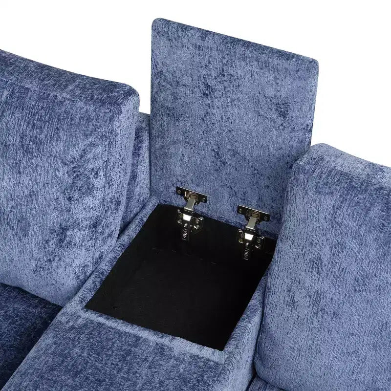 Canapé convertible modulaire en L de 306 cm avec lit gigogne, rangement et porte-gobelets. Canapé d'angle réversible pour salon moderne.