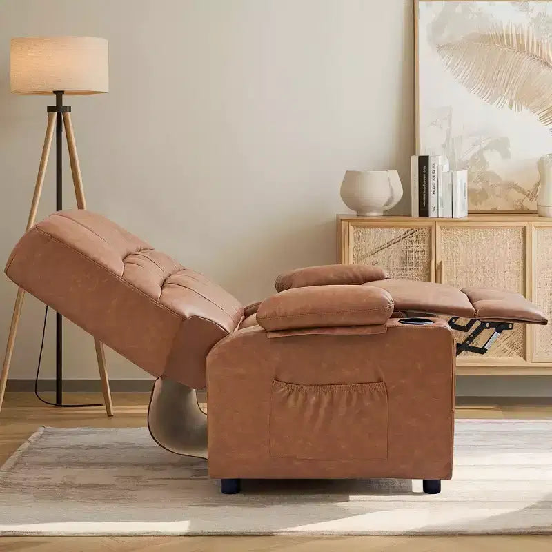 Fauteuil inclinable électrique VECELO avec fonctions de massage et de chaleur, fauteuil de massage en cuir PU rembourré, fauteuil à bascule électrique 35 positions pour salon