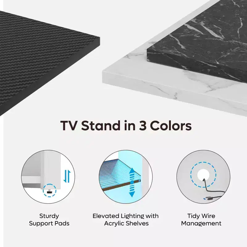 Meuble TV haut Bestier, meuble TV 55 LED pour téléviseurs jusqu'à 65 pouces, console TV de jeu avec rangement pour PS5, meuble média avec étagères réglables