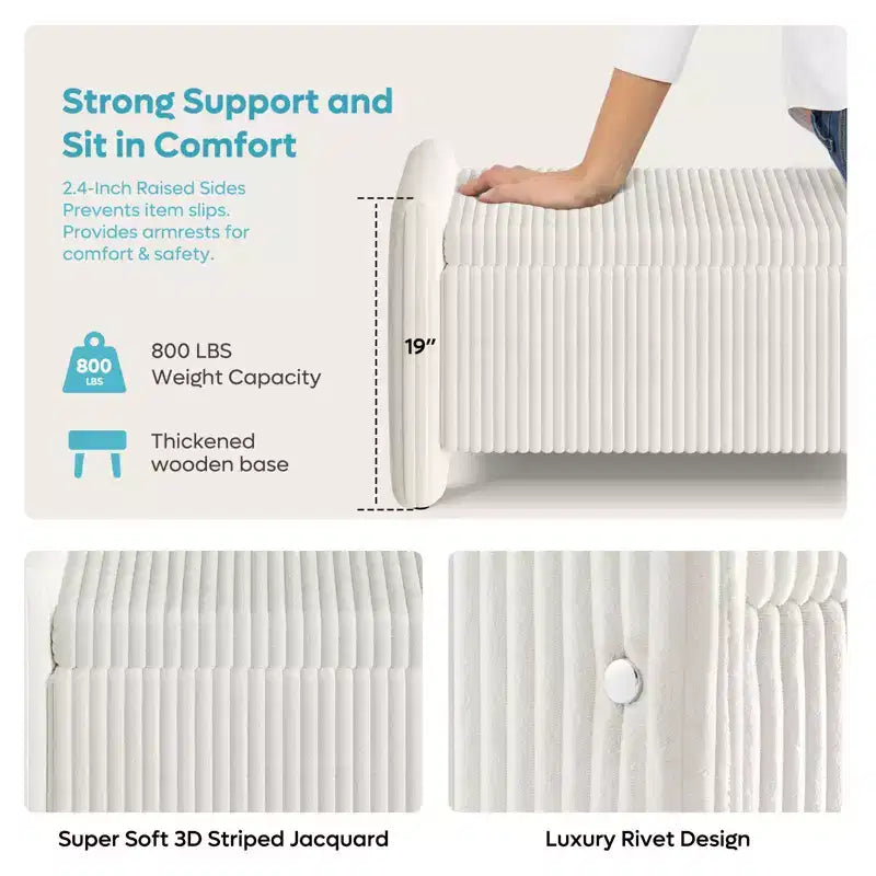 Banc pouf ottoman en velours PINMOCO 44 pouces, repose-pieds rembourré de rangement pour salon et chambre à coucher
