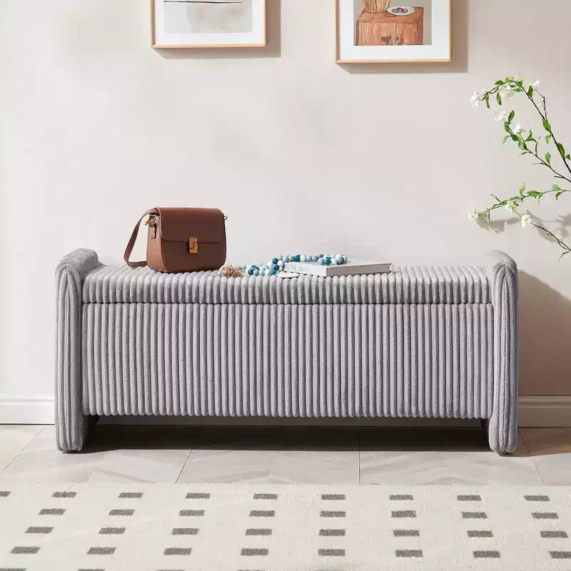 PINMOCO 44 inch Velvet Ottoman Bench, Upholstered Storage Footrest for Living Room and Bedroom