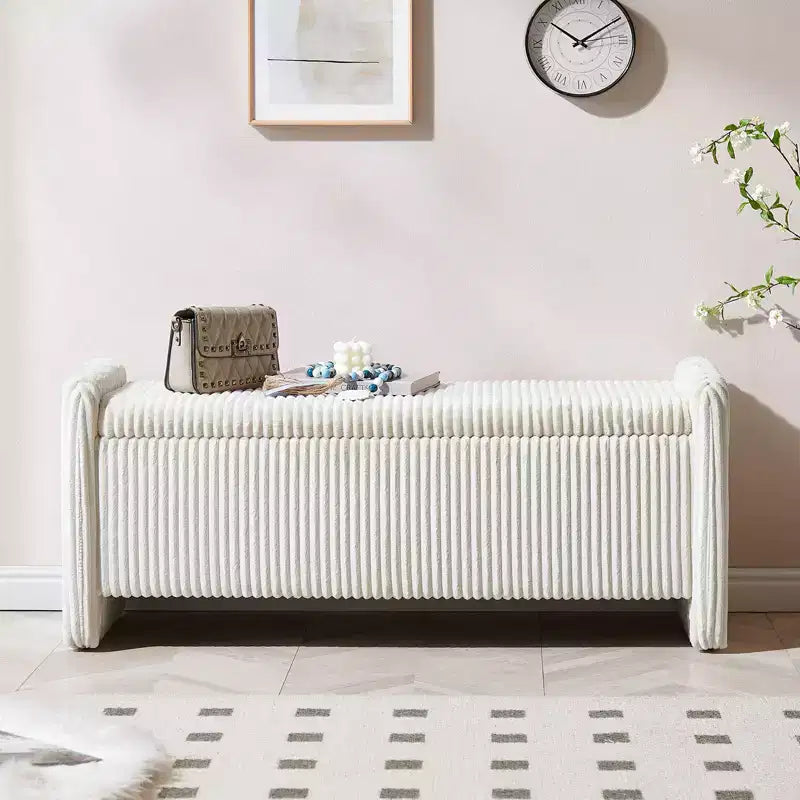 Banc pouf ottoman en velours PINMOCO 44 pouces, repose-pieds rembourré de rangement pour salon et chambre à coucher