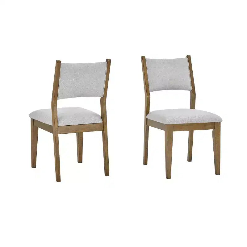 Chaises de salle à manger rembourrées Roundhill Furniture Parker, ensemble de 2, chêne clair et gris