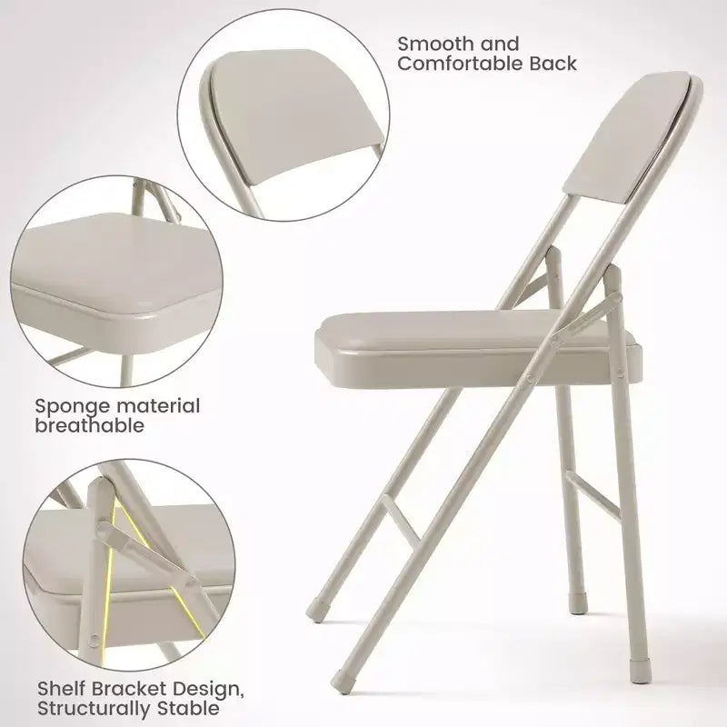 Lot de 4 chaises pliantes Whizmax avec coussin rembourré et dossier, chaises en métal avec coussin confortable pour la maison et le bureau, pour événements intérieurs et extérieurs