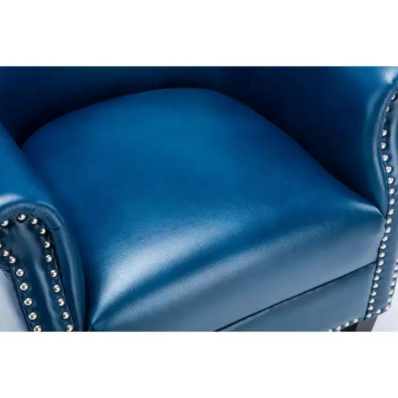 Fauteuil Okak avec coussin de dossier confortable, fauteuil de club, canapé simple pour salon, salle d'attente, espaces de lecture, bleu marine