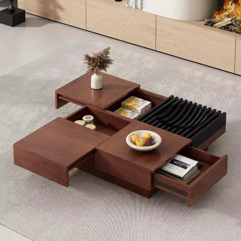 Table basse en bois d'acacia Christopher Knight Home Elaris, style moderne du milieu du siècle, avec rangement