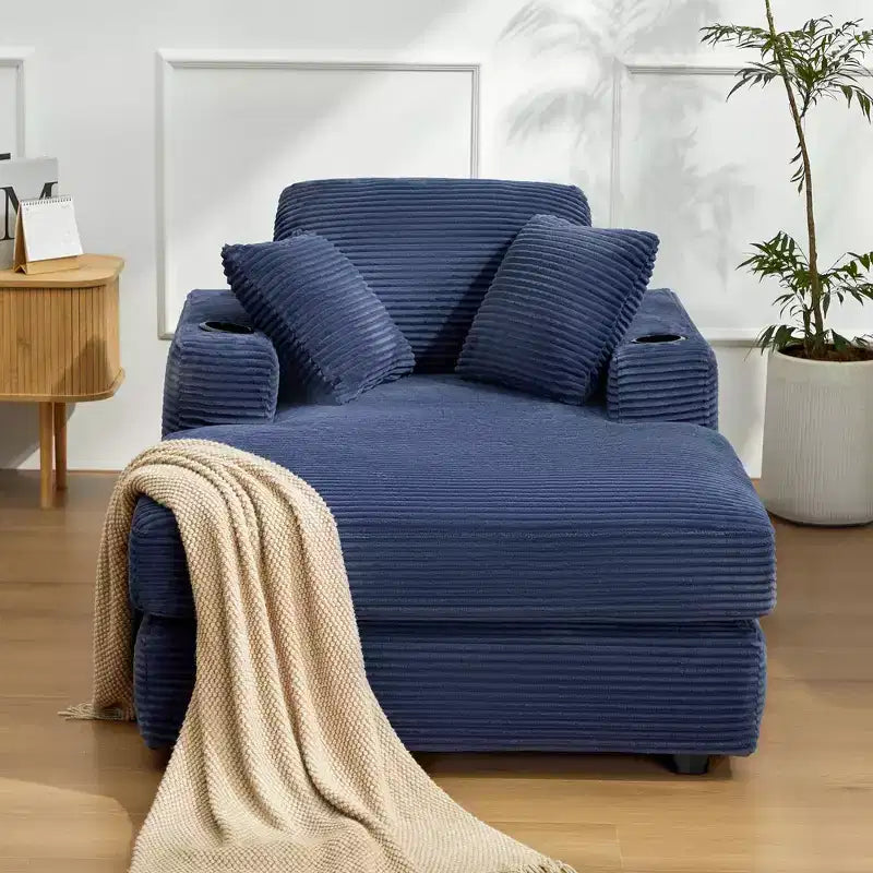 Hyleory Chaise longue en velours côtelé avec ottoman, fauteuil inclinable une place, fauteuil d'appoint moderne pour salon ou chambre à coucher
