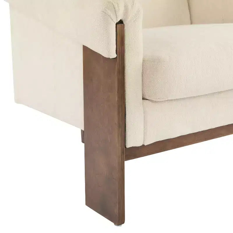 Okak 34 Fauteuil moderne avec revêtement confortable, coussins profonds, bois massif, fauteuil du milieu du siècle pour salon, chambre à coucher, salle d'attente