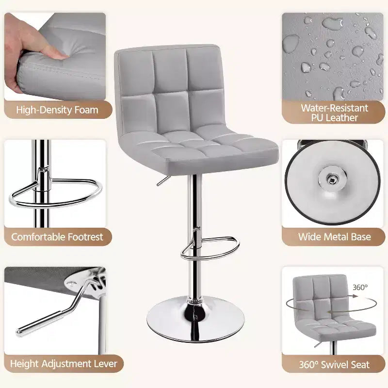 Tabouret de bar pivotant moderne Yaheetech à hauteur réglable