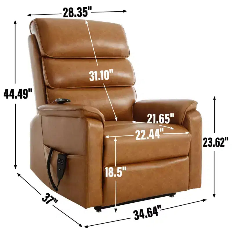 Fauteuil inclinable d'appoint Okak Leatheraire avec fonction de levage, de chauffage et de massage, fauteuil inclinable électrique moderne avec double moteur et télécommande.