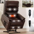 Fauteuil inclinable d'appoint Okak Leatheraire avec fonction de levage, de chauffage et de massage, fauteuil inclinable électrique moderne avec double moteur et télécommande.