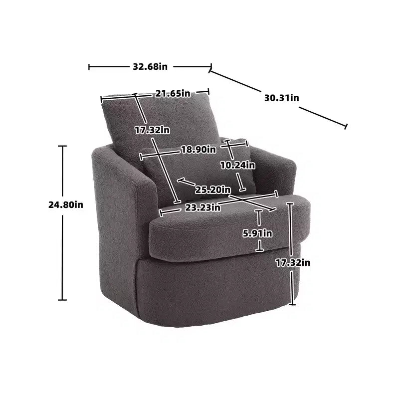 Fauteuil pivotant Okak 360°, Fauteuil d'appoint en cuir PU moelleux avec support ergonomique pour salon, chambre de bébé, bureau, espace de détente