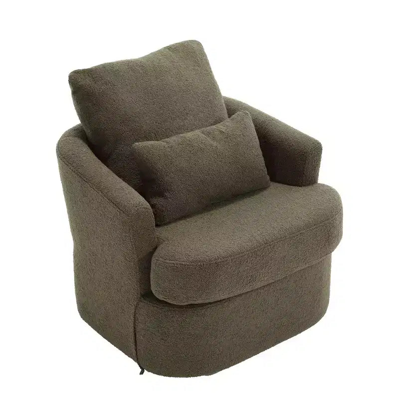 Fauteuil pivotant Okak 360°, Fauteuil d'appoint en cuir PU moelleux avec support ergonomique pour salon, chambre de bébé, bureau, espace de détente