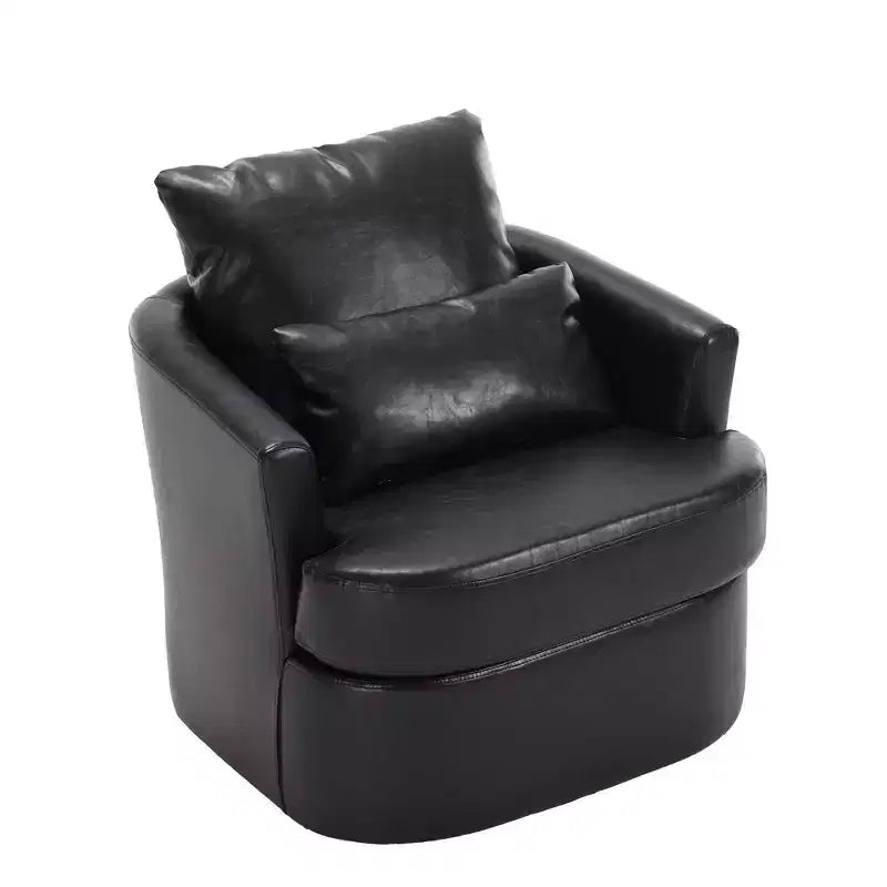 Fauteuil pivotant Okak 360°, Fauteuil d'appoint en cuir PU moelleux avec support ergonomique pour salon, chambre de bébé, bureau, espace de détente