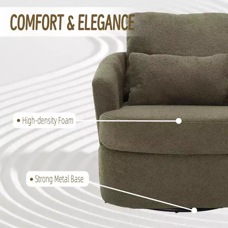 Fauteuil pivotant Okak 360°, Fauteuil d'appoint en cuir PU moelleux avec support ergonomique pour salon, chambre de bébé, bureau, espace de détente