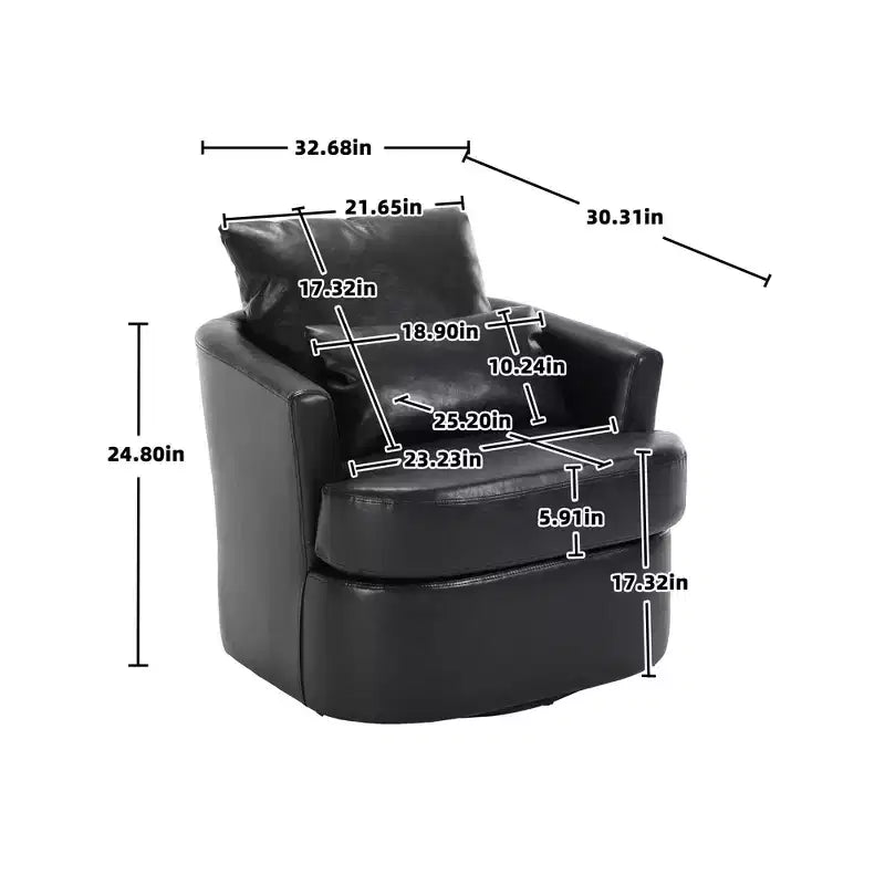 Fauteuil pivotant Okak 360°, Fauteuil d'appoint en cuir PU moelleux avec support ergonomique pour salon, chambre de bébé, bureau, espace de détente