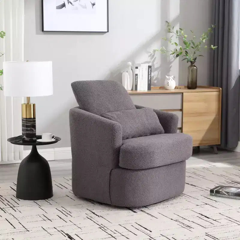 Fauteuil pivotant Okak 360°, Fauteuil d'appoint en cuir PU moelleux avec support ergonomique pour salon, chambre de bébé, bureau, espace de détente