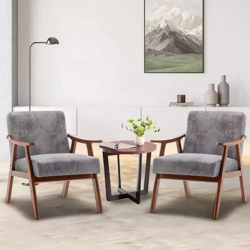 Fauteuils d'appoint Okak pour chambre, chaise moderne du milieu du siècle, cadre en bois massif, fauteuil d'appoint avec dossier extra-épais, fauteuil à oreilles, salle de lecture