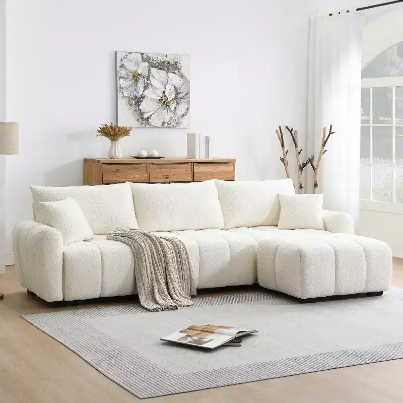 Canapé modulable Whisen 110, forme en L avec assise extra-large, design à lignes tendues