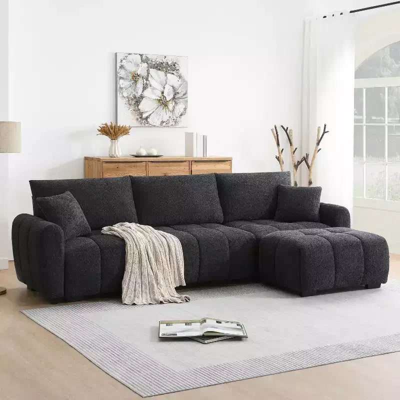 Canapé modulable Whisen 110, forme en L avec assise extra-large, design à lignes tendues