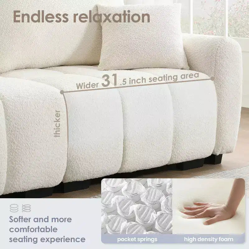 Canapé modulable Whisen 110, forme en L avec assise extra-large, design à lignes tendues