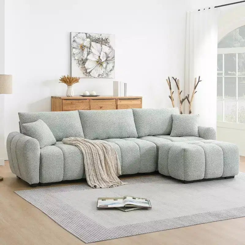 Canapé modulable Whisen 110, forme en L avec assise extra-large, design à lignes tendues