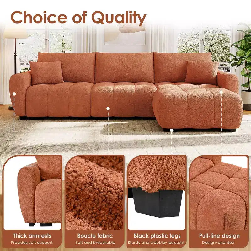 Canapé modulable Whisen 110, forme en L avec assise extra-large, design à lignes tendues