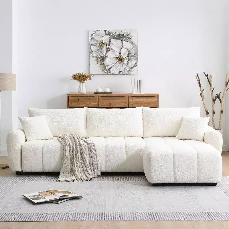 Canapé modulable Whisen 110, forme en L avec assise extra-large, design à lignes tendues