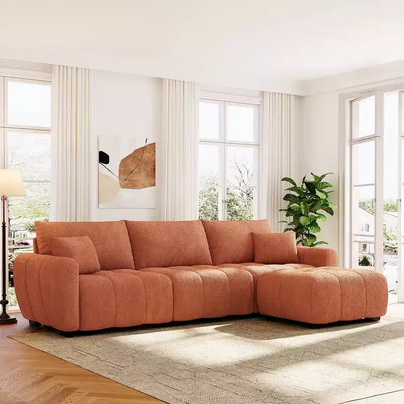 Canapé modulable Whisen 110, forme en L avec assise extra-large, design à lignes tendues