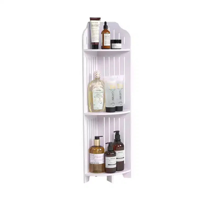 VECELO Étagère d'angle à 3/4 niveaux, Petite étagère de rangement pour espace étroit, Porte-papier toilette pour salle de bain, Blanc