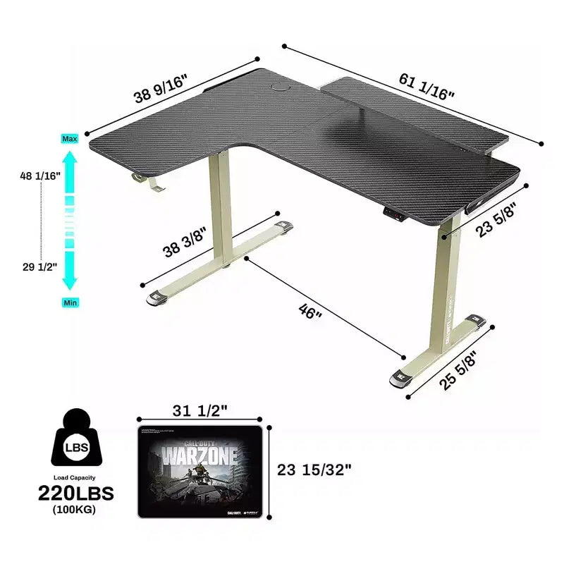 Precision, bureau assis-debout de gaming 60x23 co-marqué officiel Call of Duty