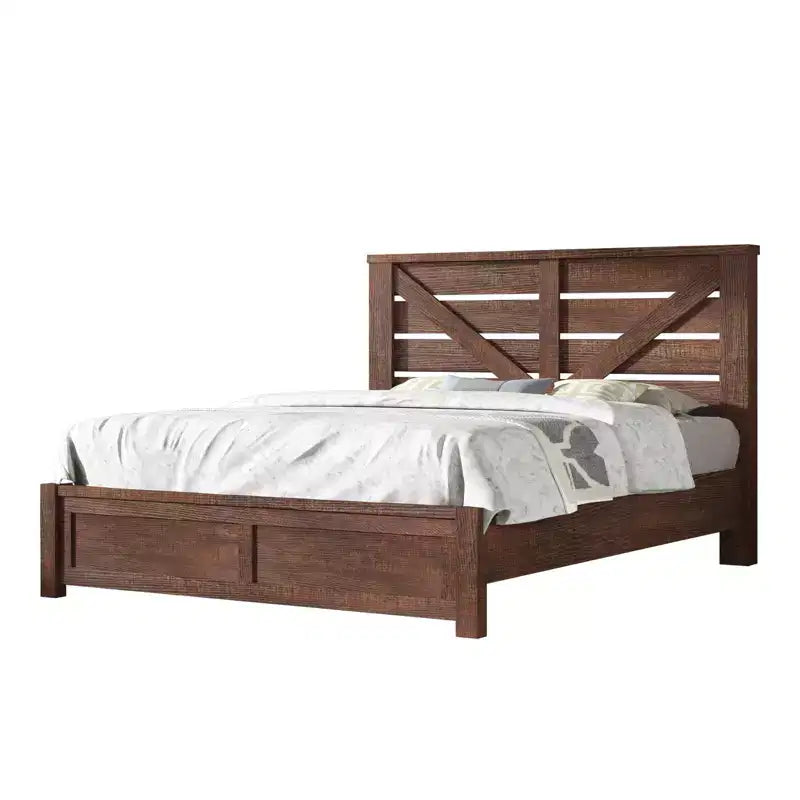 Cadre de lit AMERLIFE de style ferme avec tête de lit porte de grange de 125 cm